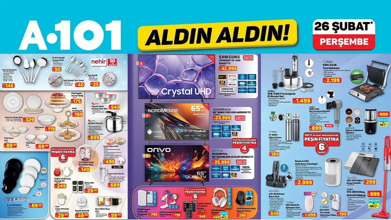 A101 26 Şubat 2026 Aktüel Kataloğu: Dev Ekranlardan Tekerlekli Evlere!